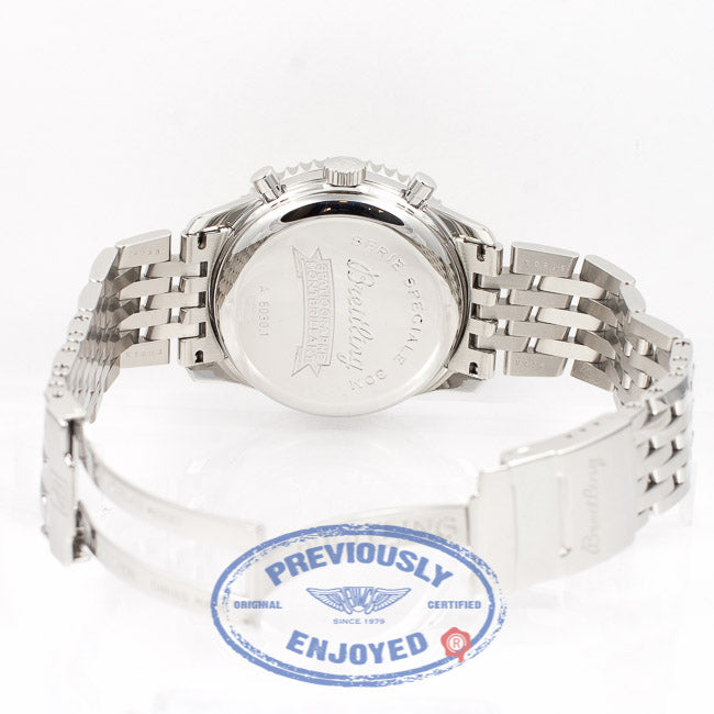 Breitling Spatiographe 42mm Chronograph 10 Minute Totalizer Stainless Steel Navitimer Bracelet White Dial Watch A36030-1 Beverly Hills Watch Company Watch Store