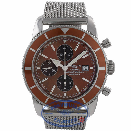 Breitling Super Ocean Heritage Chronograph Stainless Steel 46MM Bronze Dial & Bezel Bracelet A1332033 MXC02C - Beverly Hills Watch Company Watch Store