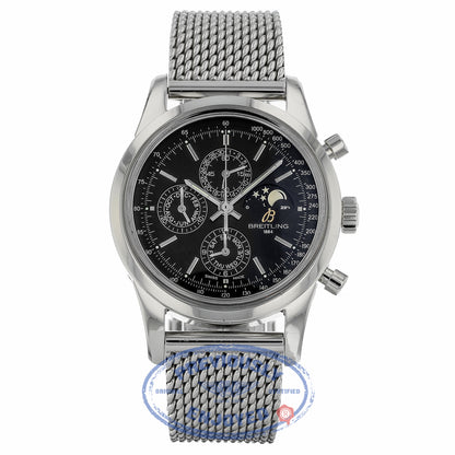 Breitling Transocean Chronograph 1461 Stainless Steel Black Dial A1931012/BB68 X6CU9L - Beverly Hills Watch Company