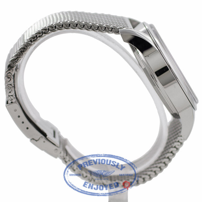 Breitling Transocean Unitime Chronograph Silver Dial Steel Mesh Bracelet AB0510UO/A732-SS J6H2JC - Beverly Hills Watch Company Watch Store