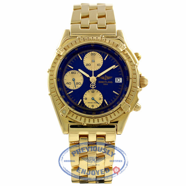Breitling Windrider chronomat 40mm Customized Blue Dial Gold Sub-Dials K13048 4U2Z3W - Beverly Hills Watch Company