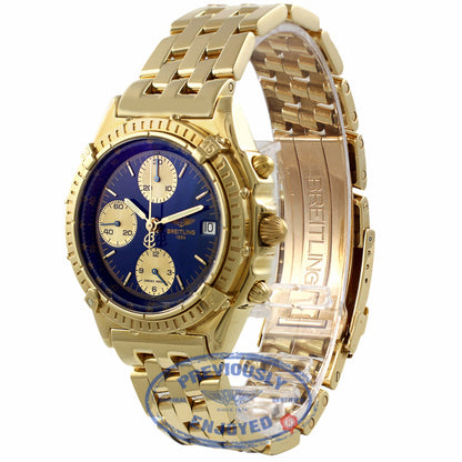 Breitling Windrider chronomat 40mm Customized Blue Dial Gold Sub-Dials K13048 4U2Z3W - Beverly Hills Watch Company