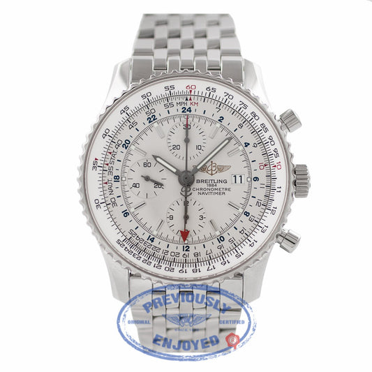 Breitling Navitimer World Stainless Steel Silver Dial A2432212/G571 Q4AUXU - Beverly Hills Watch Company Watch Store