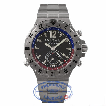 Bulgari Diagono GMT Steel 40MM Black Dial GMT40S P8WCT3 - Beverly Hills Watch Store
