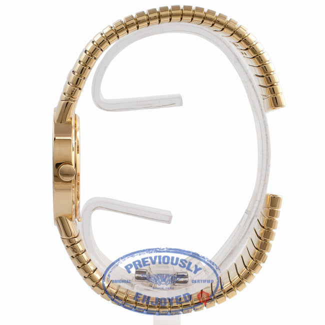 Bulgari Tubogas Yellow Gold Bracelet Black Dial Vintage Ladies Watch BB262T C4XKTP - Beverly Hills Watch Store