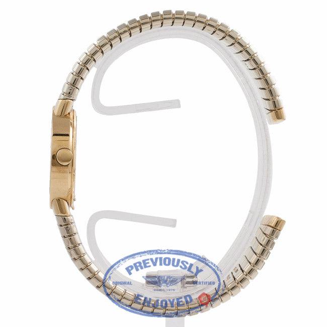 Bulgari Ladies Tubogas Petite White and Yellow Gold Black Dial BB23.2T UNQZRJ - Beverly Hills Watch Store