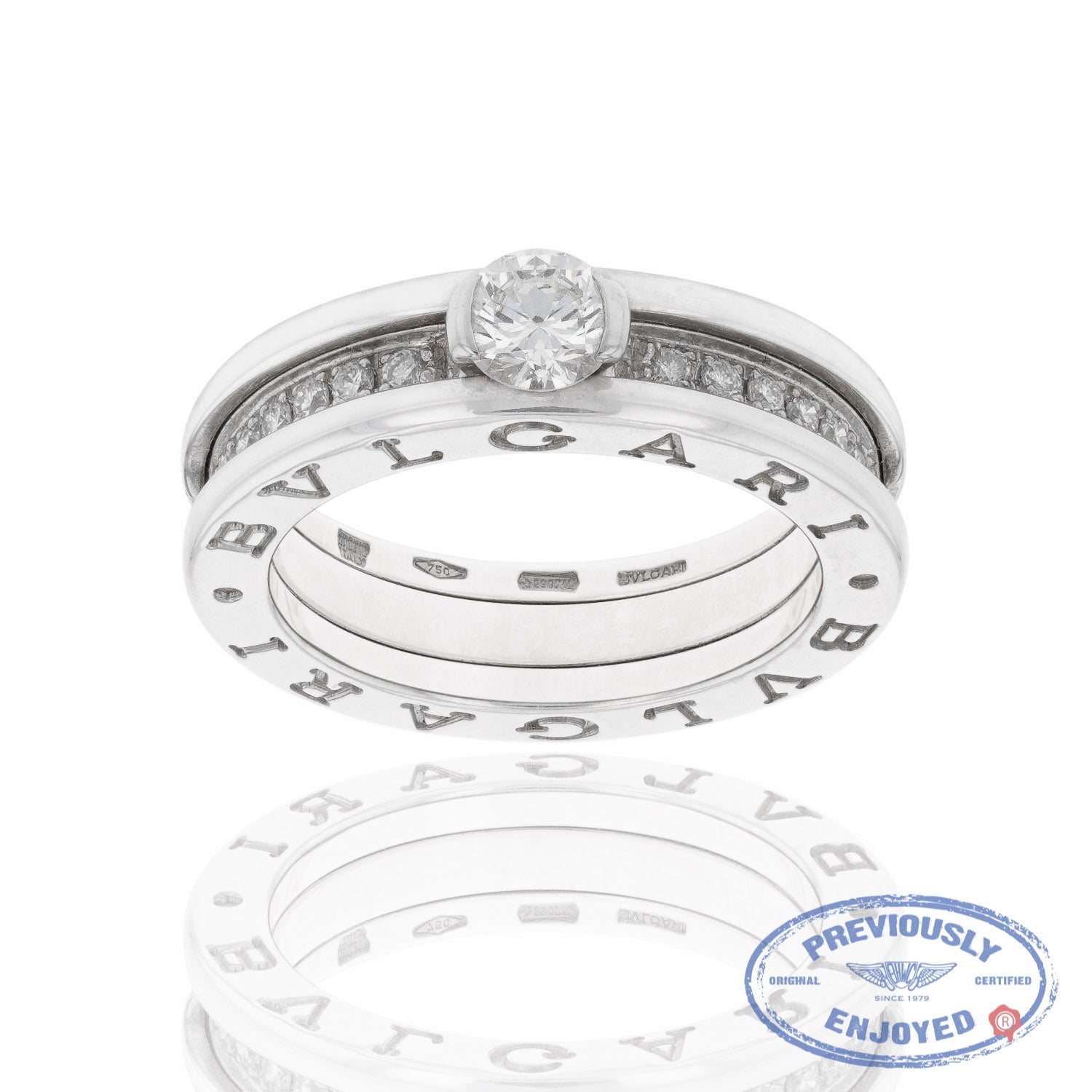 Bulgari B Zero Ring White Gold Diamond Solitaire Diamonds BZERO 4432 - Beverly Hills Jewelry Store