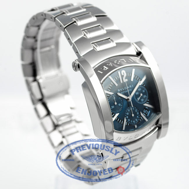 Bulgari Assioma Stainless Steel Bracelet Chronograph Blue Dial Automatic Watch AA44C14SSDCH Beverly Hills Watch Company Watch Store