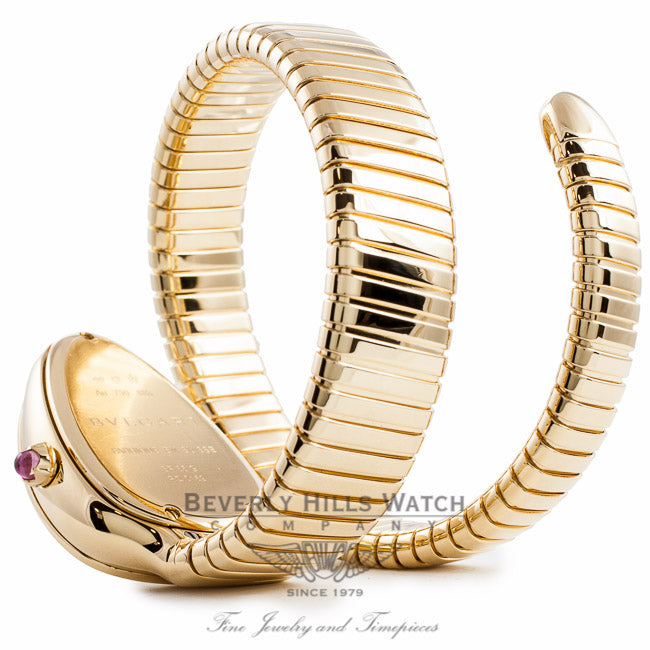 Bulgari Serpenti 18k Yellow Gold Diamond Bezel Silver Dial 1 Twirl Wrap Around SP35CGDG.1T QPJPLG - Beverly Hills Watch Company Watch Store