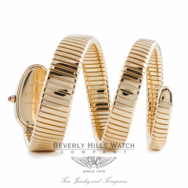 Bulgari Serpenti 18k Yellow Gold Diamond Bezel Silver Dial Double