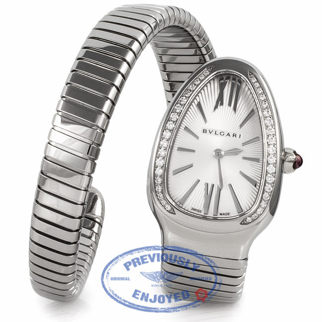 Bulgari Serpenti Diamond Bezel Stainless Steel 35MM SP35C6SDS.1T UXVJMB - Beverly Hills Watch Company Watch Store