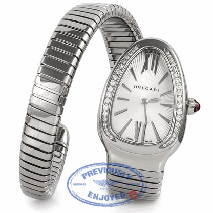 Bulgari Serpenti Diamond Bezel Stainless Steel 35MM SP35C6SDS.1T UXVJMB - Beverly Hills Watch Company Watch Store