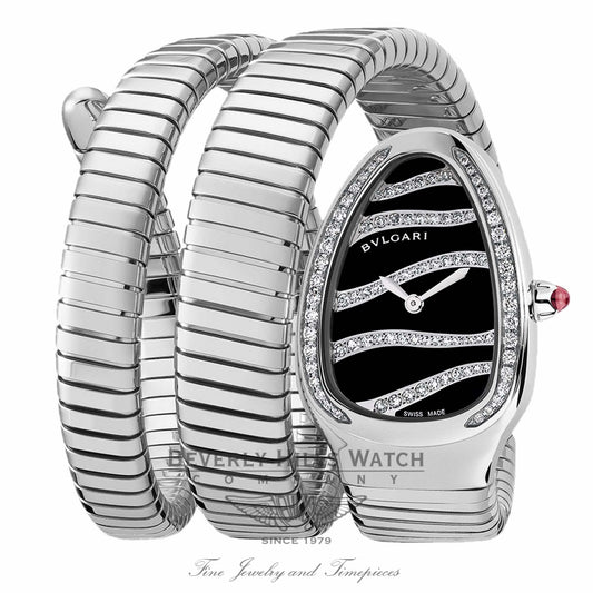 Bulgari Serpenti Stainless Steel Diamond Bezel Double Spiral 102441 W009RD - Beverly Hills Watch Company