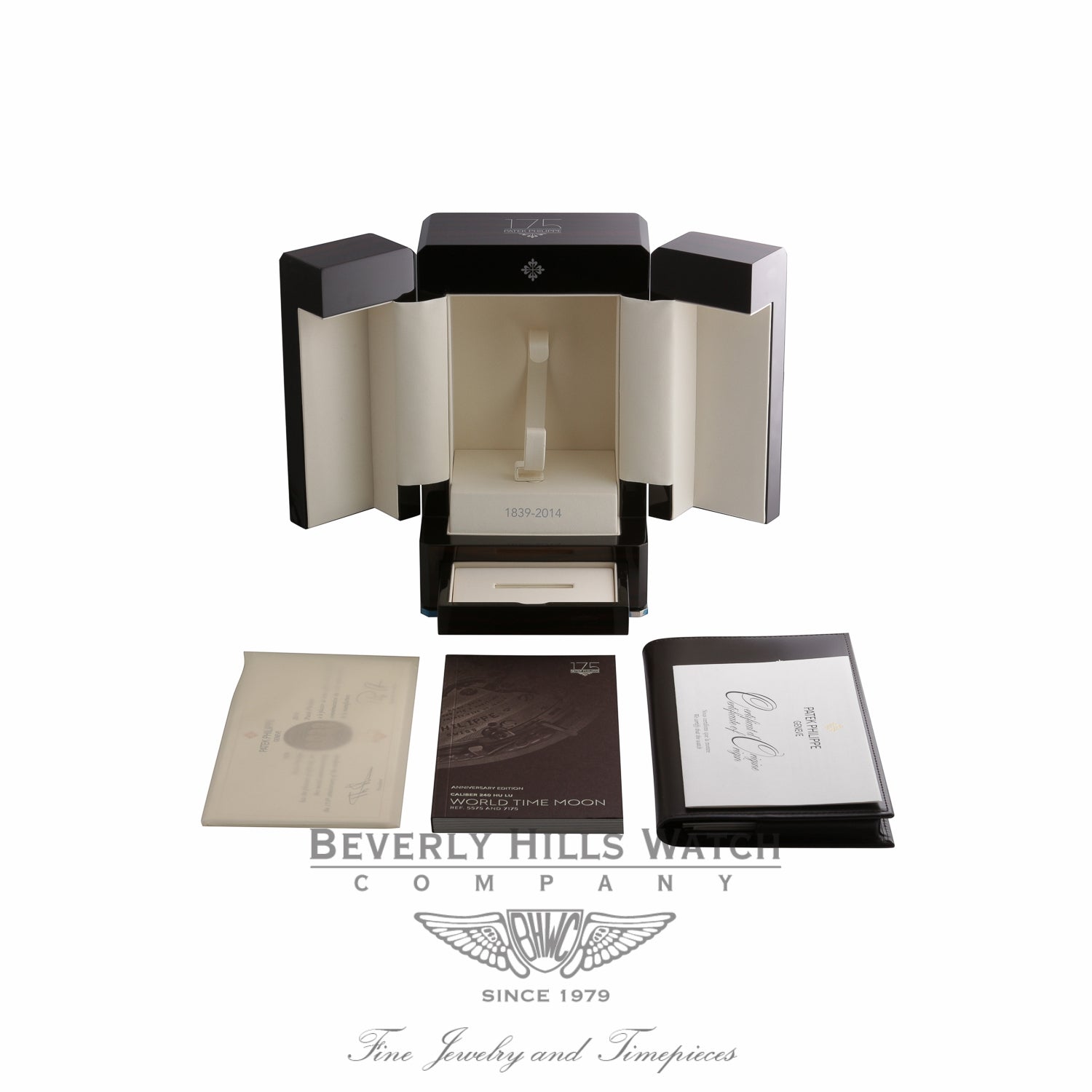 Patek Philippe 175th Anniversary World Timer White Gold Alligator Strap 5575G-001 V27N5U - Beverly Hills Watch Company Watch Store