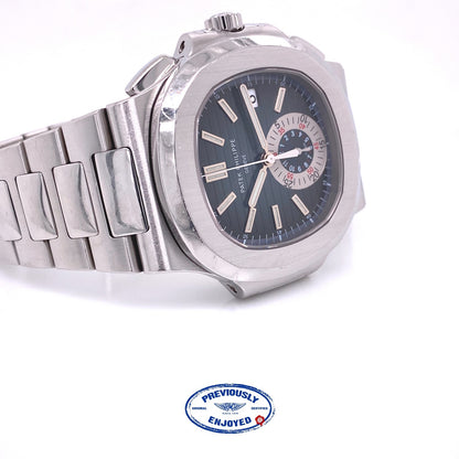 Patek Philippe Nautilus Chronograph Blue Dial Stainless Steel 5980/1A-001 C7434K - Beverly Hills Watch Company