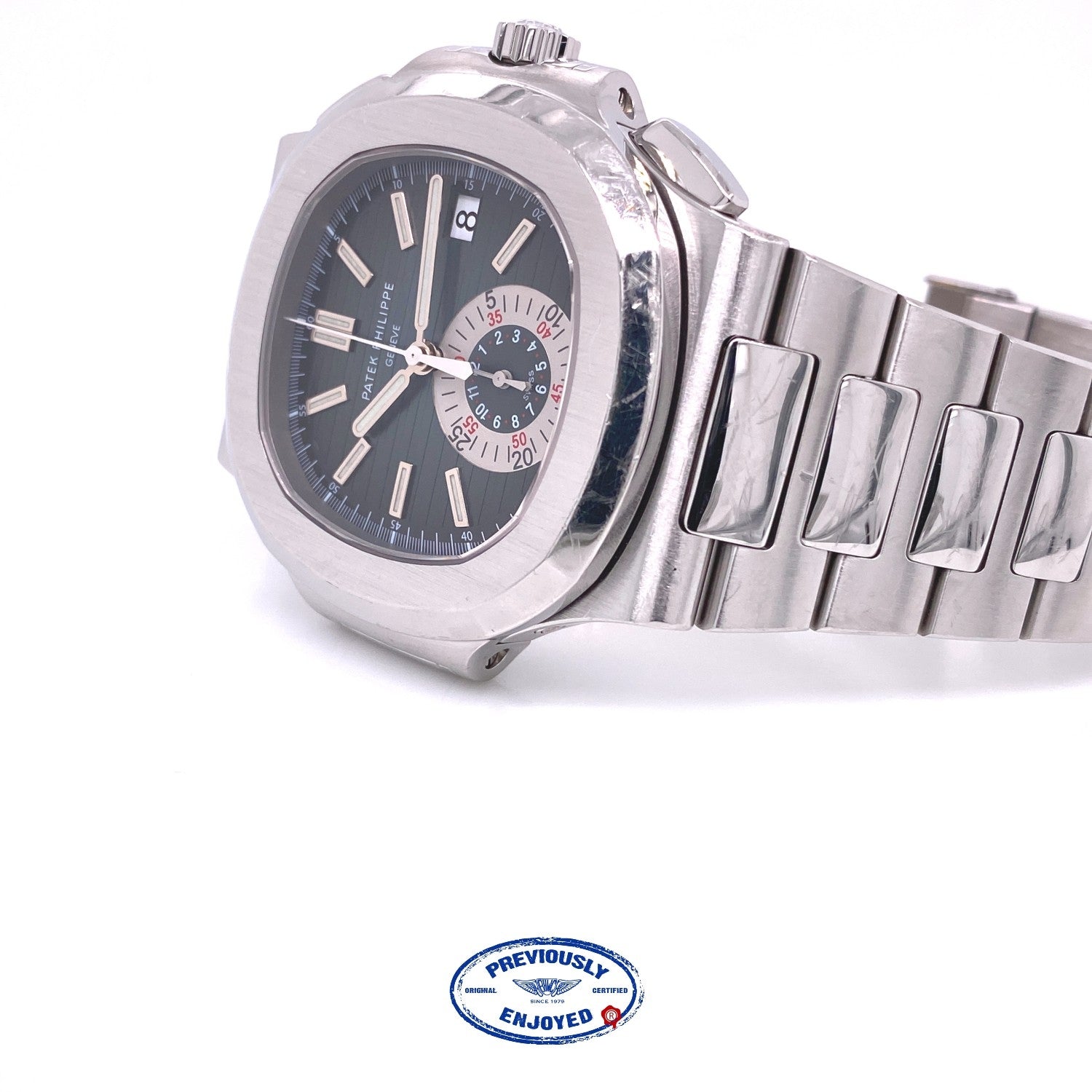 Patek Philippe Nautilus Chronograph Blue Dial Stainless Steel 5980/1A-001 C7434K - Beverly Hills Watch Company