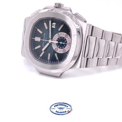 Patek Philippe Nautilus Chronograph Blue Dial Stainless Steel 5980/1A-001 C7434K - Beverly Hills Watch Company