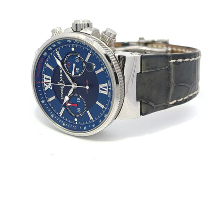 Ulysse Nardin Maxi Marine Chronograph 41mm Blue Dial 353-661-323 - Beverly Hills Watch Company