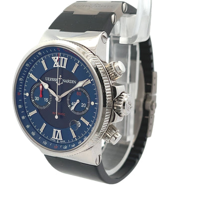 Ulysse Nardin Maxi Marine Chronograph 41mm Blue Dial 353-661-323 - Beverly Hills Watch Company