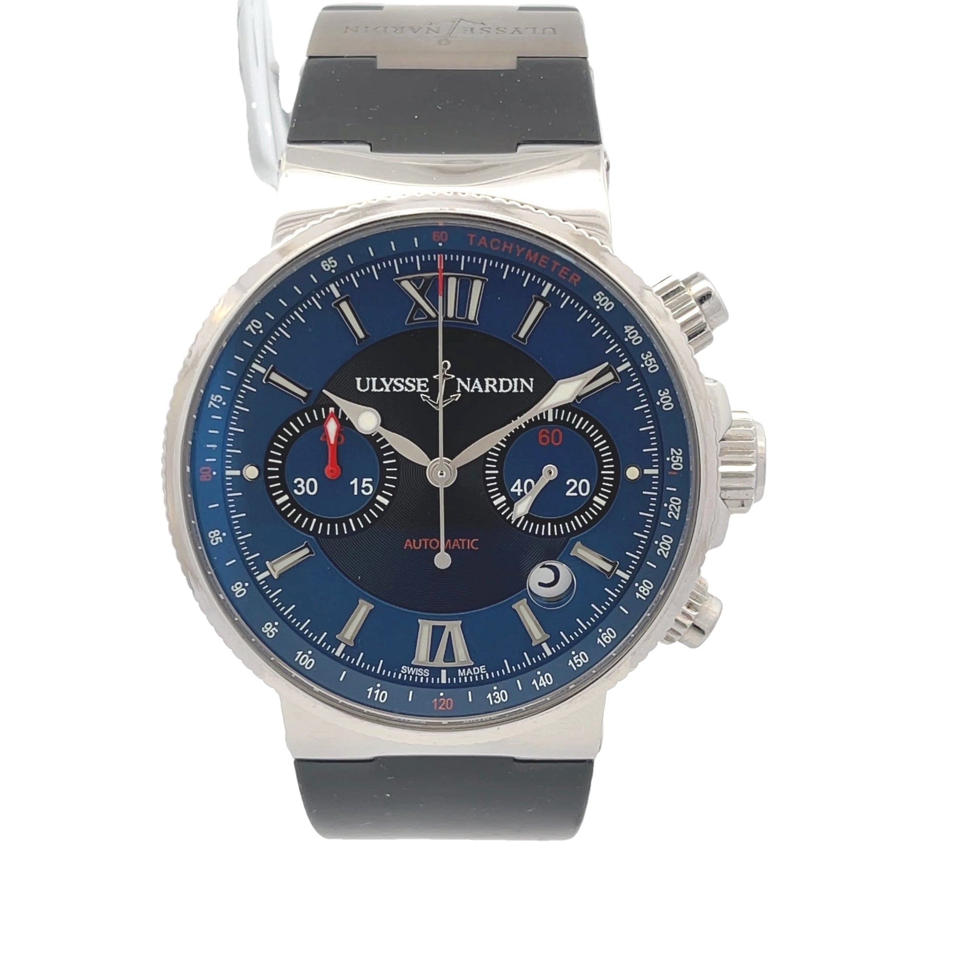 Ulysse Nardin Maxi Marine Chronograph 41mm Blue Dial 353-661-323 - Beverly Hills Watch Company