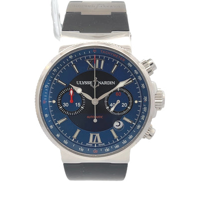 Ulysse Nardin Maxi Marine Chronograph 41mm Blue Dial 353-661-323 - Beverly Hills Watch Company