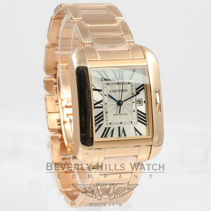 Cartier Tank Anglaise Medium 18K Rose Gold Bracelet Silver Roman Dial Automatic Watch W5310003 Beverly Hills Watch Company Watches