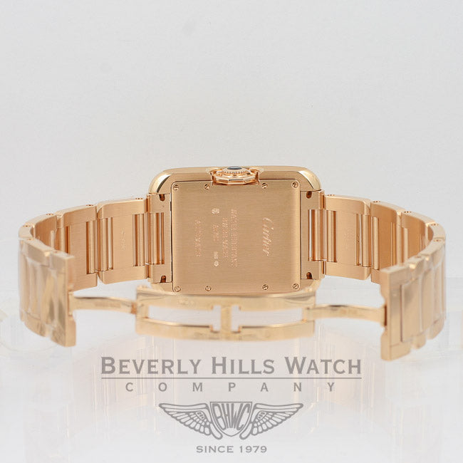 Cartier Tank Anglaise Medium 18K Rose Gold Bracelet Silver Roman Dial Automatic Watch W5310003 Beverly Hills Watch Company Watches