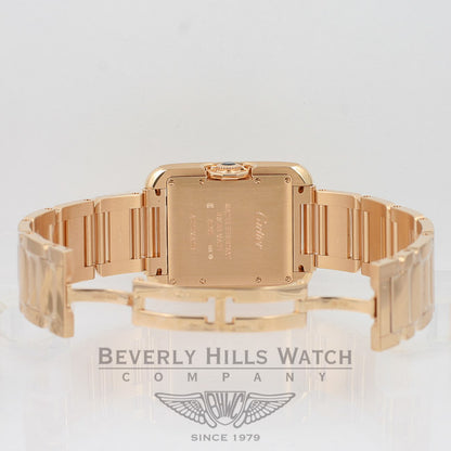 Cartier Tank Anglaise Medium 18K Rose Gold Bracelet Silver Roman Dial Automatic Watch W5310003 Beverly Hills Watch Company Watches