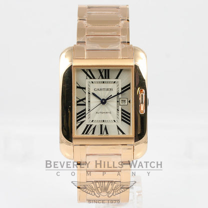 Cartier Tank Anglaise Medium 18K Rose Gold Bracelet Silver Roman Dial Automatic Watch W5310003 Beverly Hills Watch Company Watches