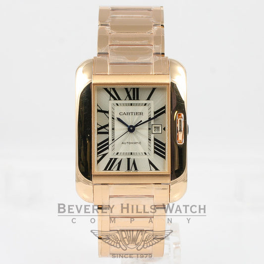 Cartier Tank Anglaise Medium 18K Rose Gold Bracelet Silver Roman Dial Automatic Watch W5310003 Beverly Hills Watch Company Watches
