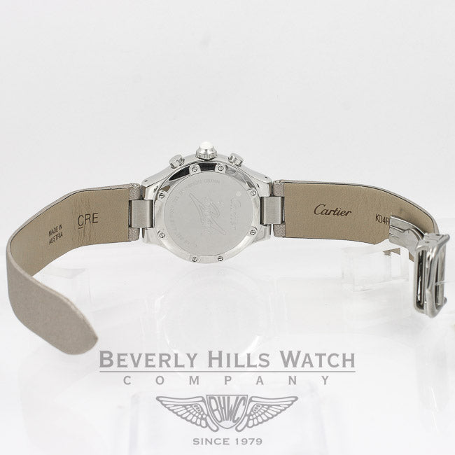 Cartier 21 Chronoscaph Ladies Stainless Steel Case Satin Strap Watch W1020012 Beverly Hills Watch Company Watches