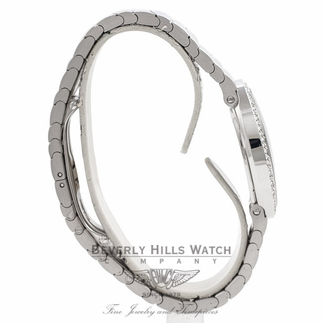Cartier Baignoire 32MM Small Ladies 18k White Gold Diamond Bezel WB520006 S7WSX3 - Beverly Hills Watch Company Watch Store