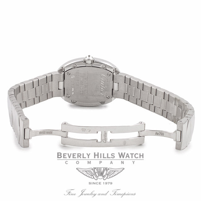 Cartier Baignoire 32MM Small Ladies 18k White Gold Diamond Bezel WB520006 S7WSX3 - Beverly Hills Watch Company Watch Store