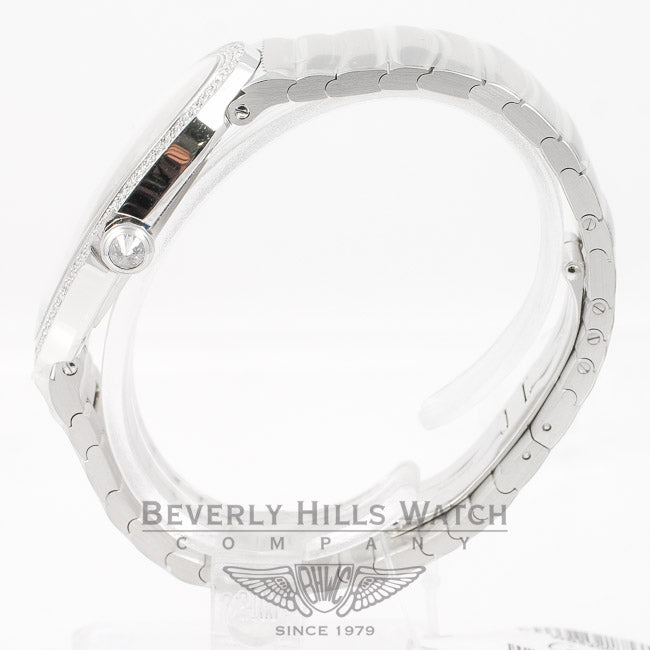 Cartier Baignoire Large 18K White Gold Bracelet Double Row Diamond Bezel Silver Diamond Bezel Watch WB520010 Beverly Hills Watch Company Watches