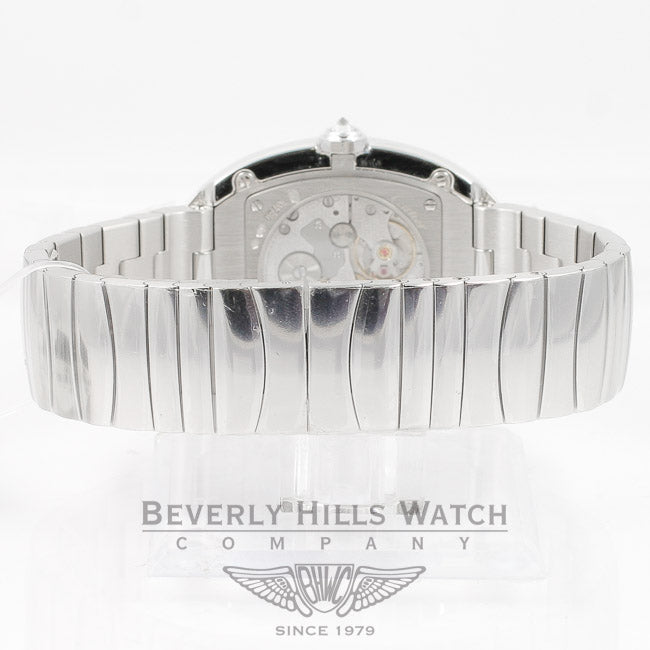 Cartier Baignoire Large 18K White Gold Bracelet Double Row Diamond Bezel Silver Diamond Bezel Watch WB520010 Beverly Hills Watch Company Watches