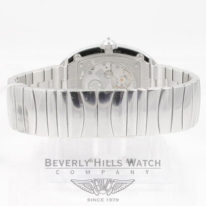 Cartier Baignoire Large 18K White Gold Bracelet Double Row Diamond Bezel Silver Diamond Bezel Watch WB520010 Beverly Hills Watch Company Watches