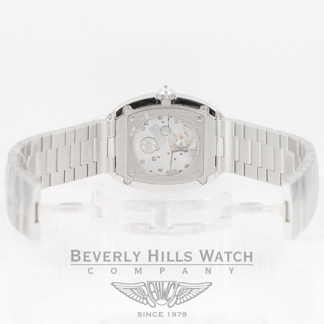 Cartier Baignoire Large 18K White Gold Bracelet Double Row Diamond Bezel Silver Diamond Bezel Watch WB520010 Beverly Hills Watch Company Watches
