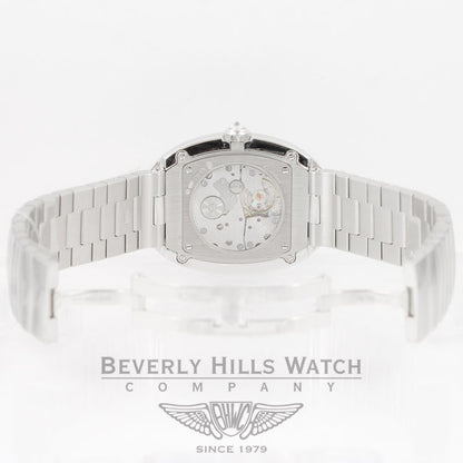 Cartier Baignoire Large 18K White Gold Bracelet Double Row Diamond Bezel Silver Diamond Bezel Watch WB520010 Beverly Hills Watch Company Watches