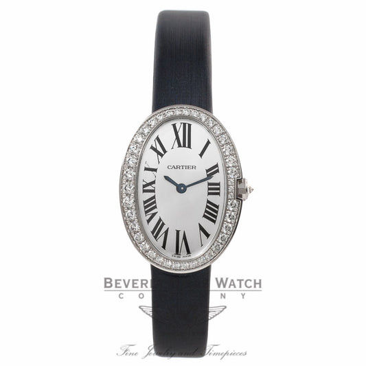 Cartier Baignoire Small 18k White Gold Quartz Diamond Bezel Silver Dial WB520008 CJPWYK - Beverly Hills Watch Company Watch Store