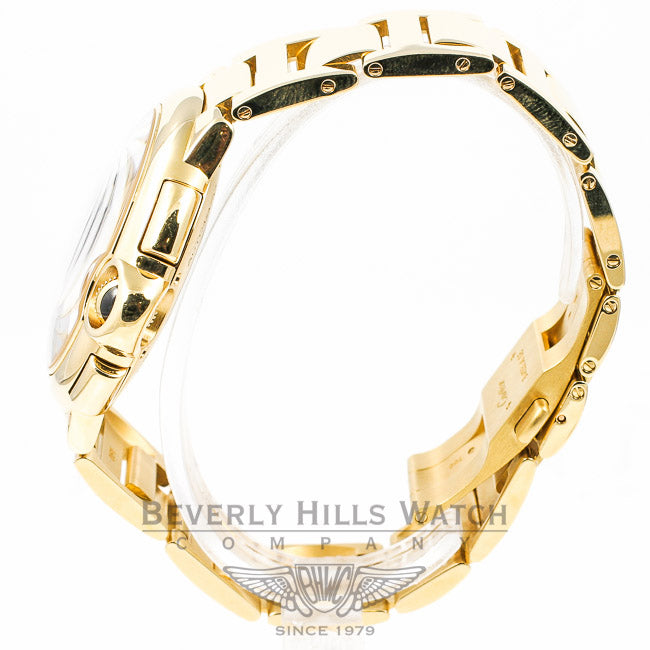 Cartier Ballon Bleu 18K Yellow Gold Case/Bracelet Silver Roman Numeral Dial Watch W6920008 Beverly Hills Watch Company Watches