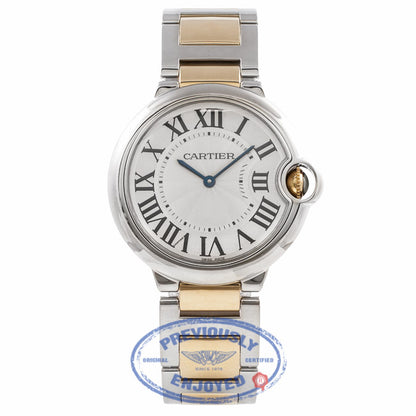 Cartier Ballon Bleu Midsize Yellow Gold Stainless Steel Silver Dial W69008Z3 R86UNP - Beverly Hills Watch Store
