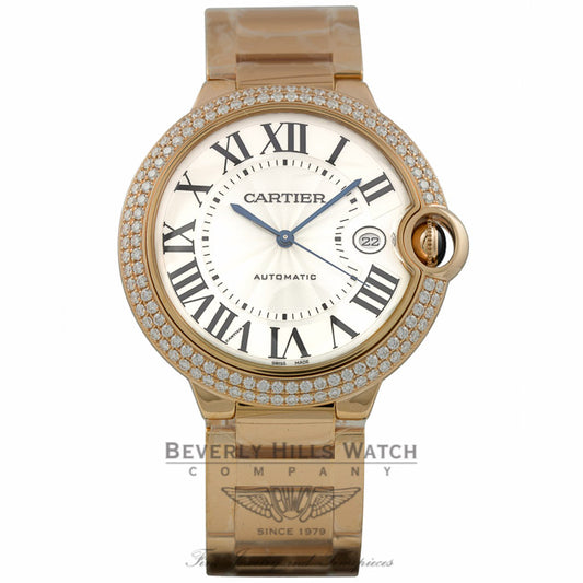 Cartier Ballon Bleu 42mm Rose Gold Diamond Bezel Rose Gold Bracelet WE9008Z3 JFLH4P - Beverly Hills Watch Company