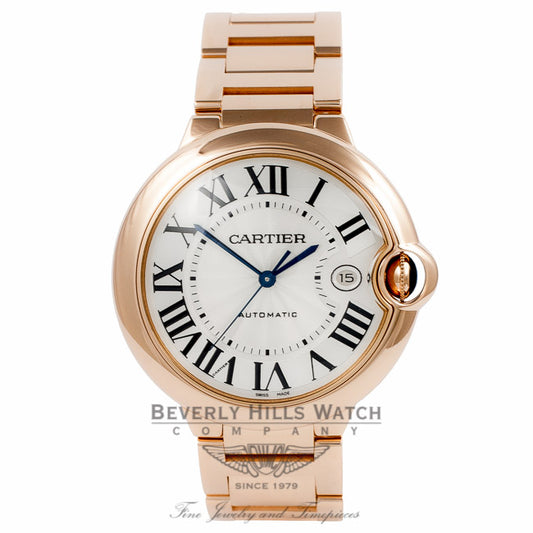 Cartier Ballon Bleu 18k Rose Gold Automatic Large Silver Dial W69006Z2 DJCNT4 - Beverly Hills Watch Company Watch Store