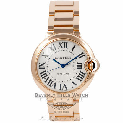 Cartier Ballon Bleu Medium 18k Rose Gold Silver Dial Automatic W69004Z2 84MP97 - Beverly Hills Watch Company Watch Store