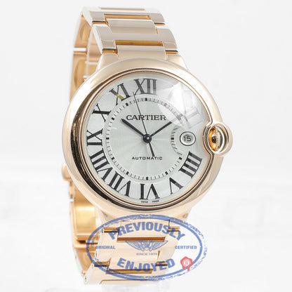 Cartier Ballon Bleu 42mm Large 18K Rose Gold Case/Bracelet Silver Arabic Dial Automatic Watch W69006Z2 Beverly Hills Watch Company Watches