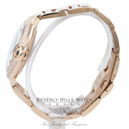 Cartier Ballon Bleu Large 18K Rose Gold Diamond Bezel Rose Gold Bracelet WE9008Z3 325GIE - Beverly Hills Watch Company Watch Store