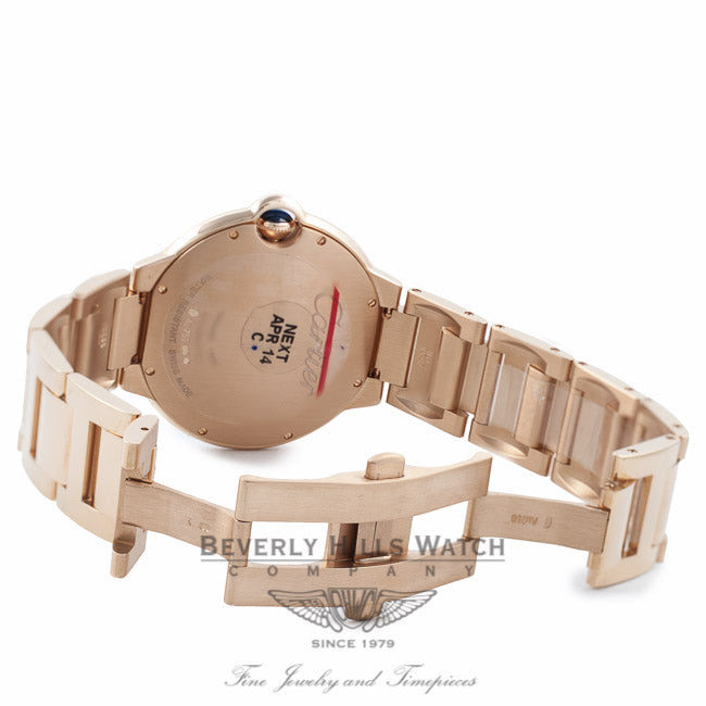 Cartier Ballon Bleu Large 18K Rose Gold Diamond Bezel Rose Gold Bracelet WE9008Z3 325GIE - Beverly Hills Watch Company Watch Store