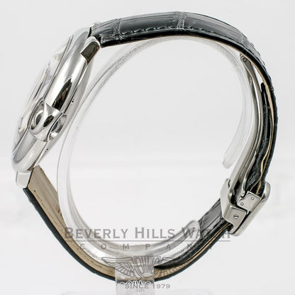 Cartier Ballon Bleu Large 42mm Stainless Steel Leather Strap Silver Roman Dial Automatic Watch W69016Z4 Beverly Hills Watch Company Watches