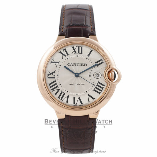 Cartier Ballon Bleu Large 18k Rose Gold Silver Dial W6900651 NAJN3E - Beverly Hills Watch Company Watch Store