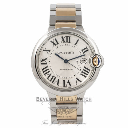 Cartier Ballon Bleu Large 18k Yellow Gold Stainless Steel Silver Dial W69009Z3 RWTRDL - Beverly Hills Watch Company